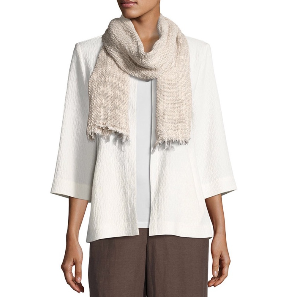 NWT Eileen Fisher White Double Weave Cardigan L